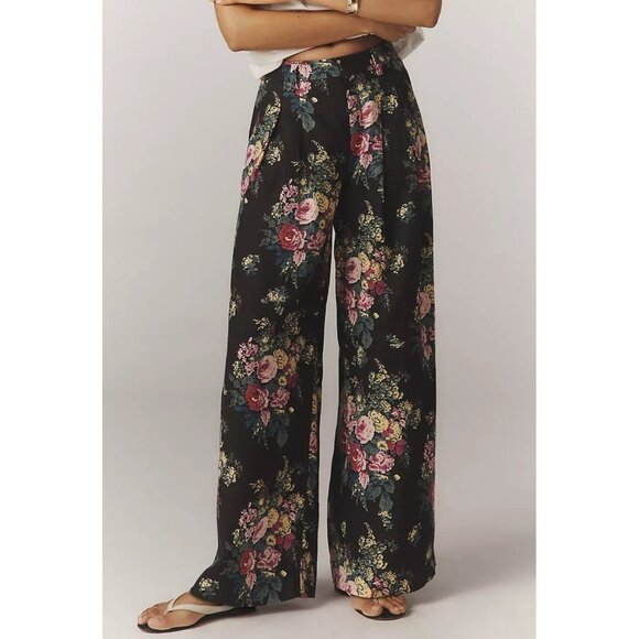 NWT Size M- The Avery Pleated Wide Leg  Trousers Maeve 100% Linen (NWT US$ 148) - Picture 5 of 16